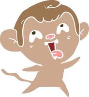 crazy flat color style cartoon monkey vector