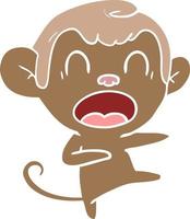 shouting flat color style cartoon monkey dancing vector