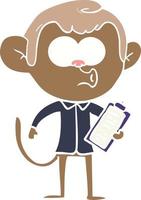 flat color style cartoon salesman monkey vector