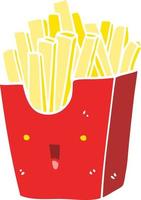 cute flat color style cartoon box of fries vector