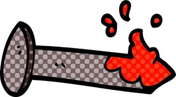 cartoon doodle bloody nail vector