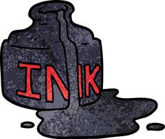 cartoon doodle spilled ink bottle vector