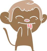 funny flat color style cartoon monkey vector