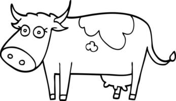 line drawing cartoon farm cow vector