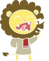 flat color style cartoon roaring lion vector