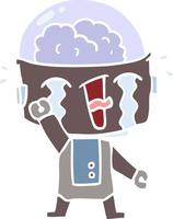 flat color style cartoon crying robot vector