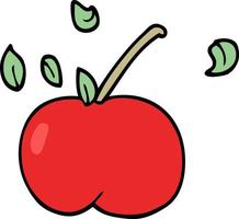 cartoon doodle juicy apple vector