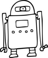 line drawing cartoon robot vector