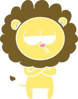 flat color style cartoon tired lion vector