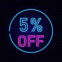 5 percent SALE glowing neon lamp sign. illustration. photo