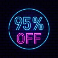 95 percent SALE glowing neon lamp sign.  illustration. photo