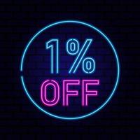 1 percent SALE glowing neon lamp sign. illustration. photo