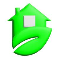 Diseño plano de icono de plantilla de logotipo de casa ecológica 3d foto