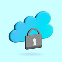 Cloud security flat design 3D icon. photo