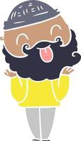 man with beard sticking out tongue vector