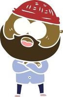 flat color style cartoon bearded man vector