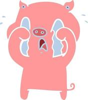 crying pig flat color style cartoon vector