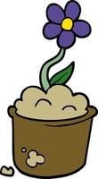 cartoon doodle flower pot vector