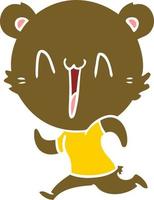 running bear flat color style cartoon vector