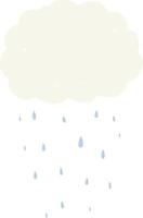 nube de lluvia de dibujos animados de estilo de color plano vector