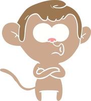 flat color style cartoon surprised monkey vector