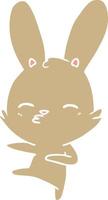 curious bunny flat color style cartoon vector