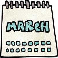 cartoon doodle calendar showing month of march vector