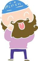 man with beard sticking out tongue vector