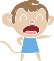 shouting flat color style cartoon monkey pointing vector