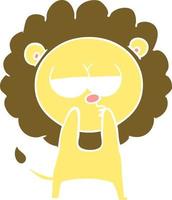 flat color style cartoon tired lion vector