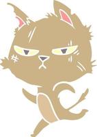gato de dibujos animados de estilo de color plano duro corriendo vector