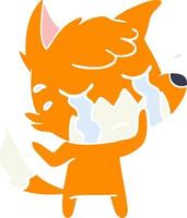 crying fox flat color style cartoon vector