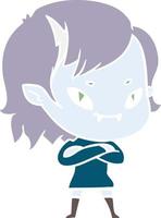 flat color style cartoon friendly vampire girl vector