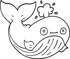 line drawing cartoon sea whale vector