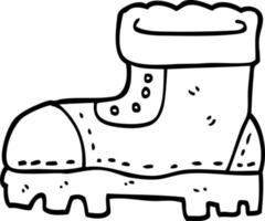 line drawing cartoon work boot vector