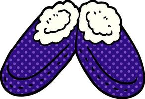 cartoon doodle purple slippers vector