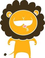 flat color style cartoon bored lion vector