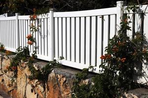 Fence in the city park on the shores of the Mediterranean Sea. photo