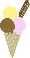 ilustración de color plano de un cono de helado de dibujos animados vector