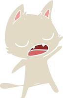 talking cat flat color style cartoon vector