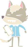 angry wolf flat color style cartoon vector