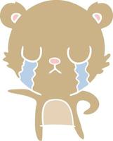 crying flat color style cartoon bear vector