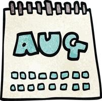 cartoon doodle calendar showing month of august vector