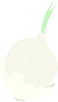 flat color illustration of a cartoon garlic vector