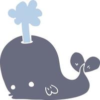 flat color style cartoon whale vector