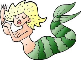 cartoon doodle woman mermaid vector