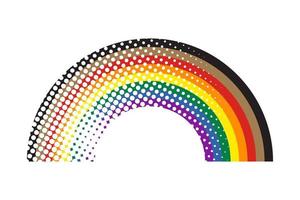 símbolo de la bandera del orgullo del arco iris con rayas negras y marrones. estilo de medios tonos. ilustración vectorial vector