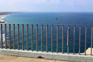 Fence in the city park on the shores of the Mediterranean Sea. photo