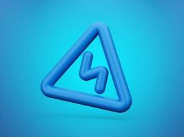 Double bend first to the left warning sign Blue 3d Icon 3d illustration photo