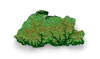 Bhutan Topographic Map 3d realistic map Color 3d illustration photo